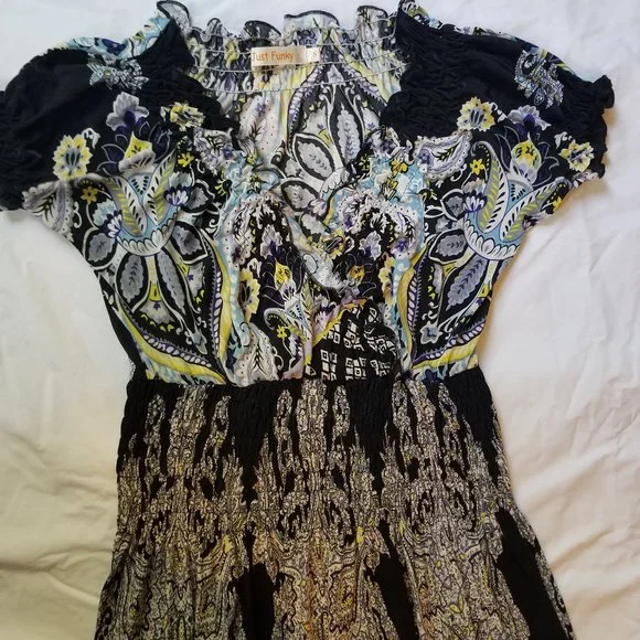 fitted lace wedding dress 1970s Victor Costa Funky Blue Floral Knit Maxi Dress